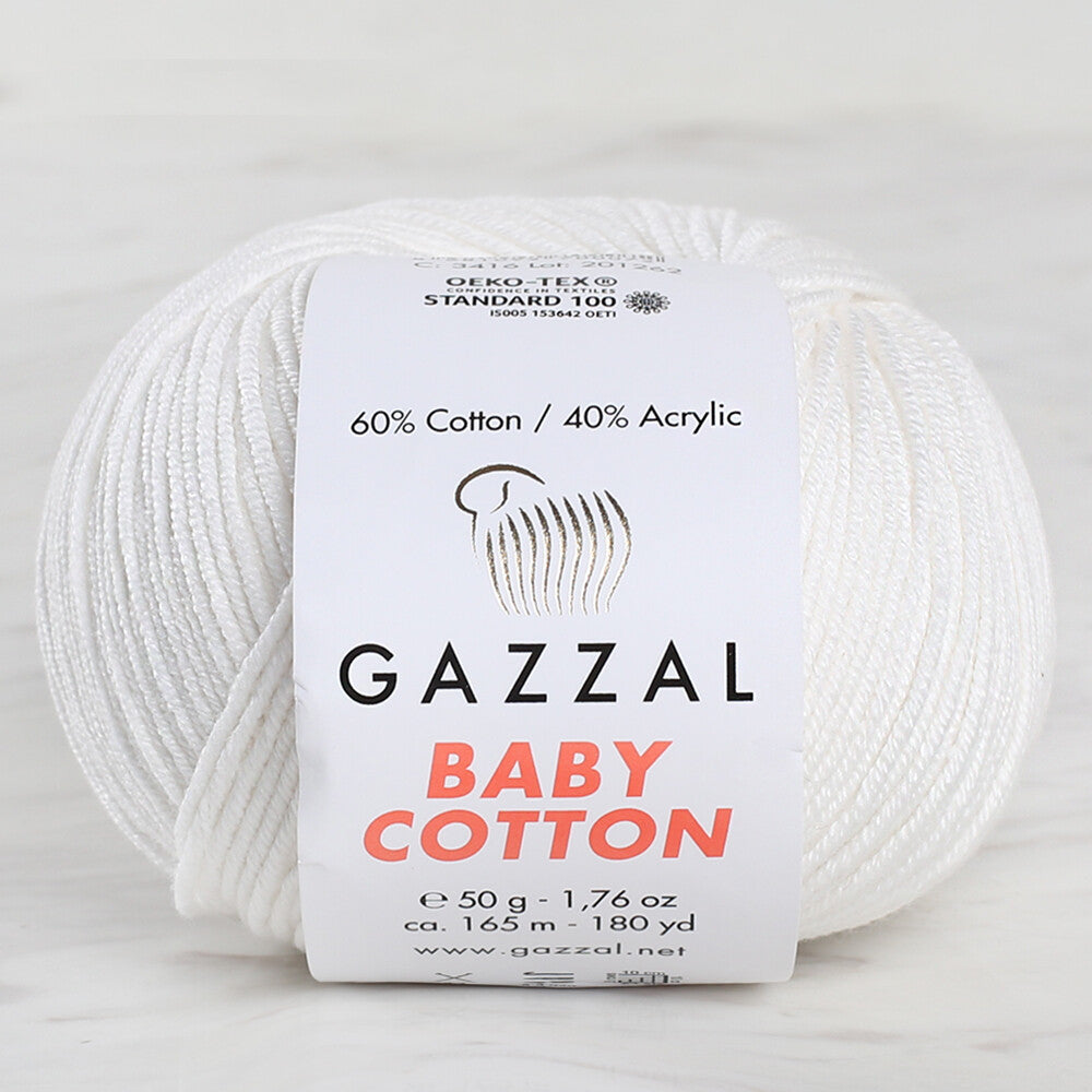 Gazzal Baby Cotton Beyaz Bebek Yünü - 3410